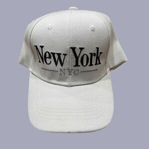Unbranded New York NYC Vintage 90s Travel Strapback Hat Cap White Black One Size